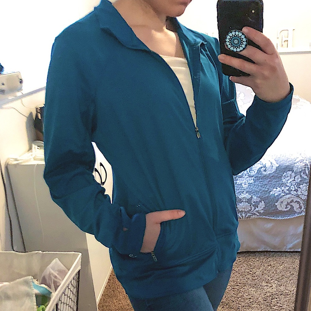 SOLD***Champion- Teal Blue Warm Up Jogger Jacket - Picture 4 of 6